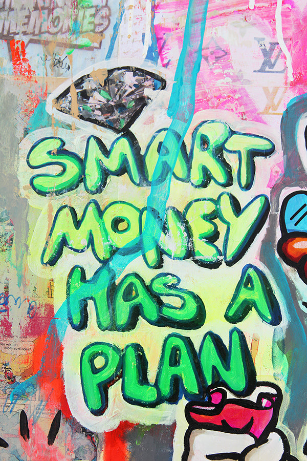 Scrooge McDuck sitting on cash details canvas