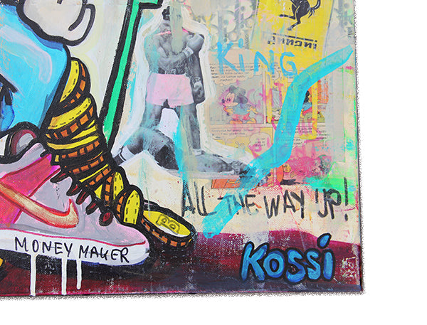 Scrooge McDuck sitting on cash details canvas